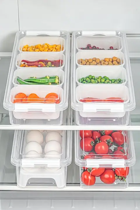 4-Piece Tall Locking-Lid Container Set, 2×2.5 L with Inserts + 2×3.5 L Plain & Egg Tray