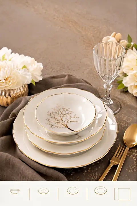 24-Piece Gilded Tree of Life Porcelain Dinner Set for 6