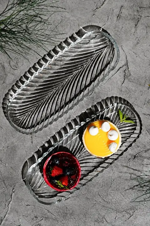 2-Piece Large Glass Boat Serving Dish Set