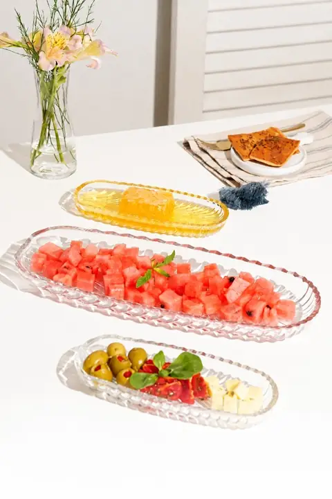 3-Piece Glass Boat Dish Set (2 Small, 1 Large)