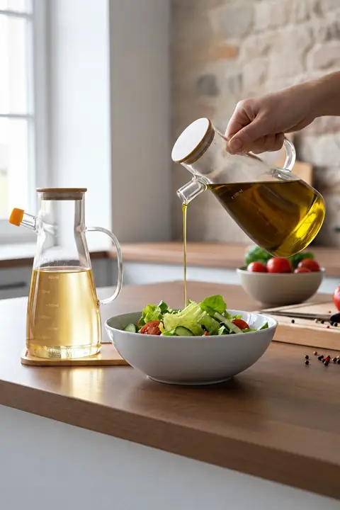 2-Piece Glass Oil Bottle Set with Lids & Stand, 900 ml