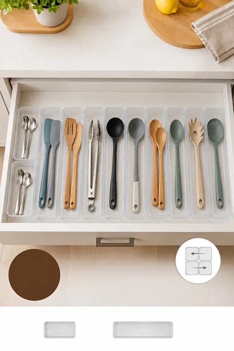 11-Piece Modular Cutlery Drawer Organizer Set