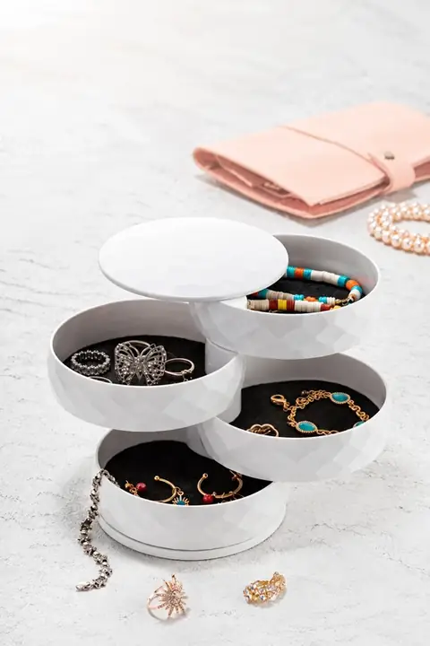 Diamond 4-Tier Rotating Jewelry Organizer