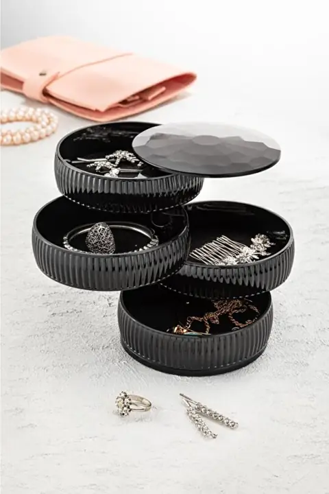 4-Tier Rotating Jewelry Organizer Tower, Striped