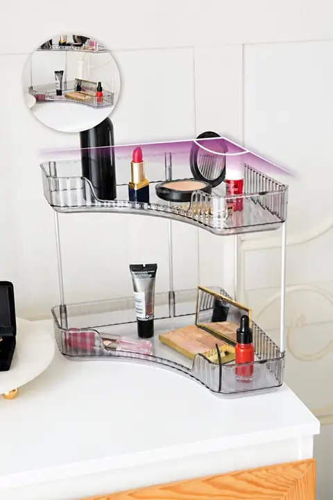 2-Tier Triangular Corner Makeup Organizer