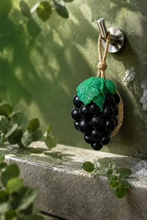 Grape-Shaped Exfoliating Bar Soap, 10.5 × 7 × 5.2 cm