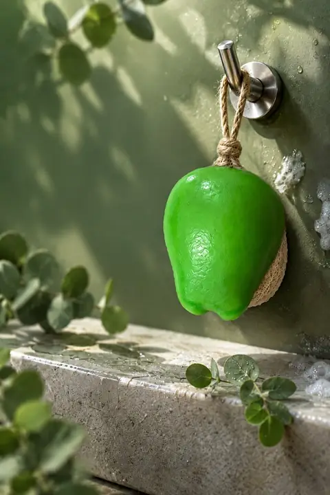 Apple-Shaped Loofah Soap, 8.5 × 7 × 4.8 cm