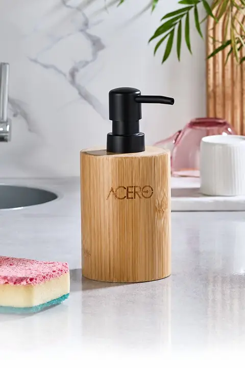 Round Bamboo Soap Dispenser, 210 ml