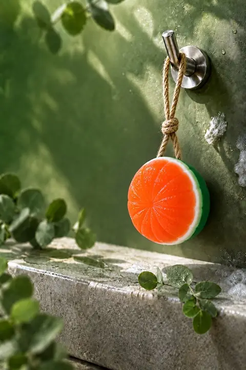Orange-Shaped Exfoliating Bar Soap, 7.5 × 7 × 4.5 cm