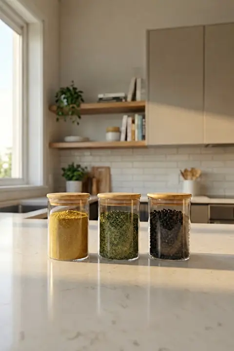 3-Piece Glass Jar Set with Bamboo Lids, 280 ml