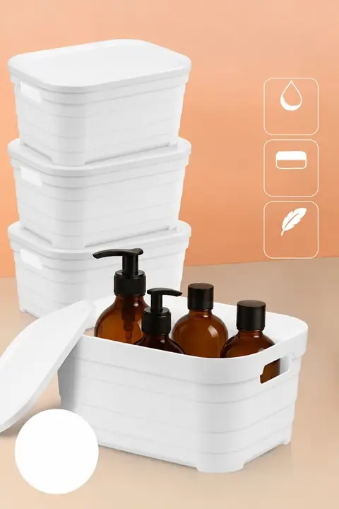 4-Piece Lidded Storage Box Set, 3.8 L