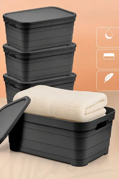 4-Piece Lidded Storage Box Set, 10.8 L