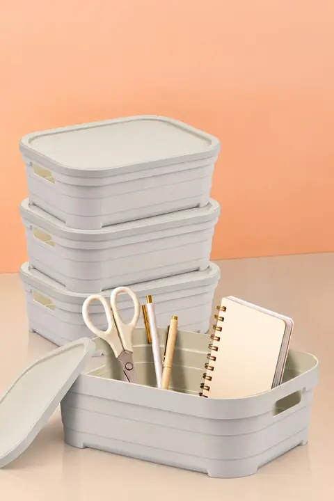 4-Piece Lidded Storage Box Set, 2.8 L