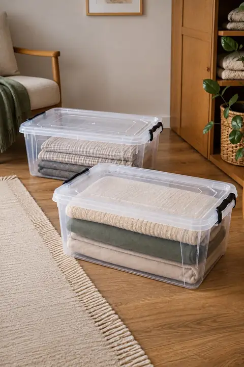 2-Piece Rectangular Locking-Lid Storage Box Set, 20 L