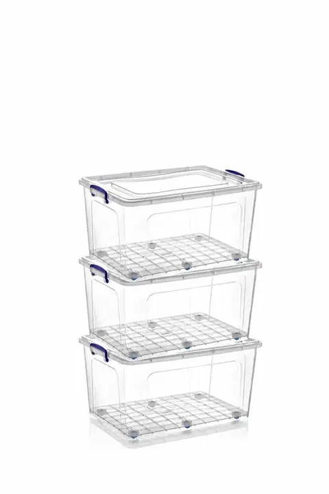 3-Piece Clear Storage Box Set, 42 L