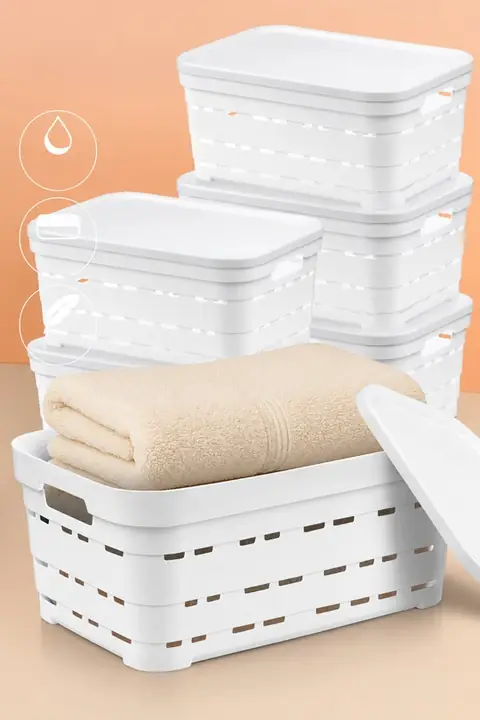 6-Piece Lidded Ventilated Storage Box Set, 10.8 L
