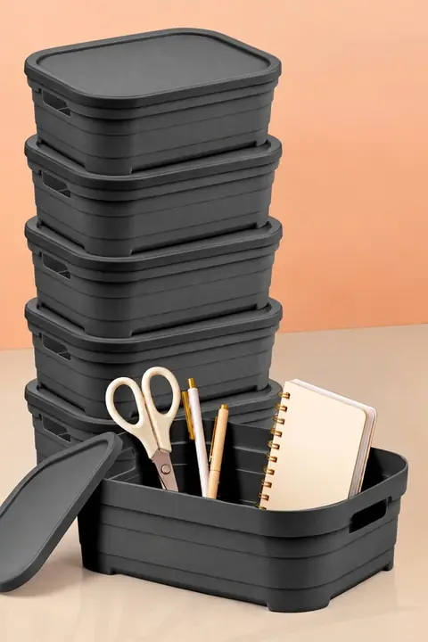 6-Piece Lidded Storage Box Set, 2.8 L