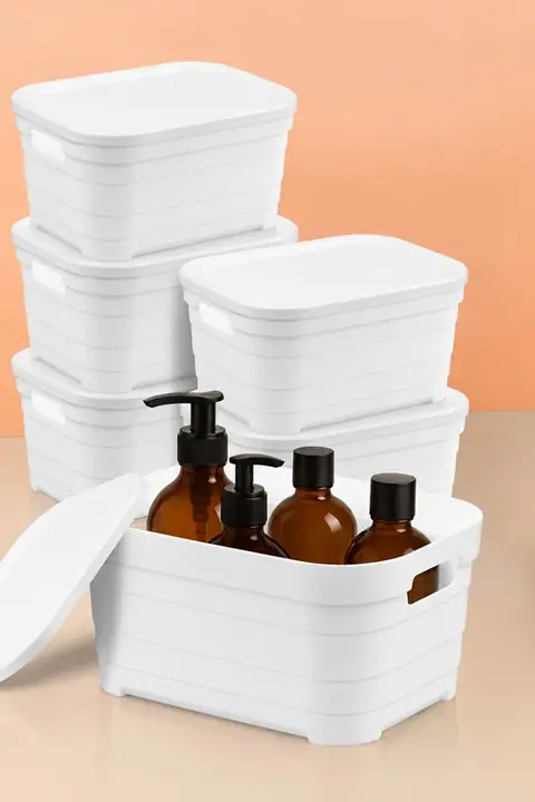 6-Piece Lidded Storage Box Set, 3.8 L
