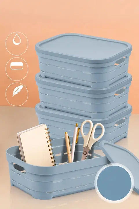 4-Piece Lidded Ventilated Storage Box Set, 2.8 L