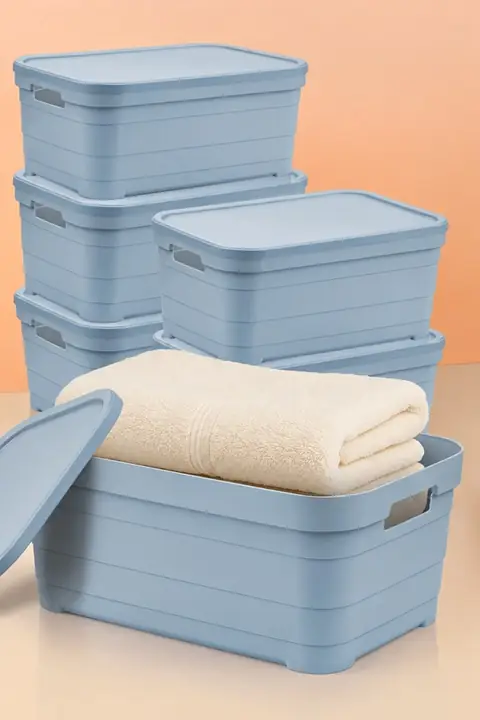 6-Piece Lidded Storage Box Set, 10.8 L