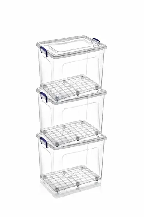 3-Piece Clear Storage Box Set, 80 L