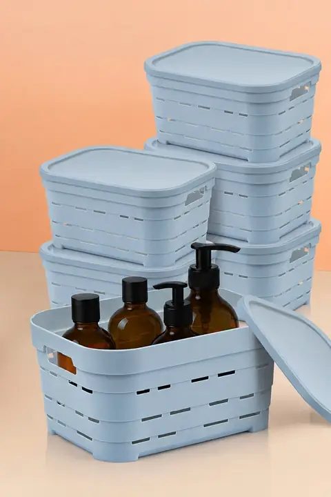 6-Piece Lidded Ventilated Storage Box Set, 3.8 L