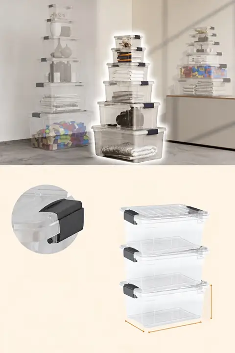 3-Piece Locking-Lid Storage Box Set, 6.25 L