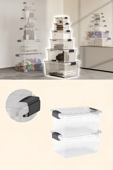 2-Piece Locking-Lid Storage Box Set, 34 L