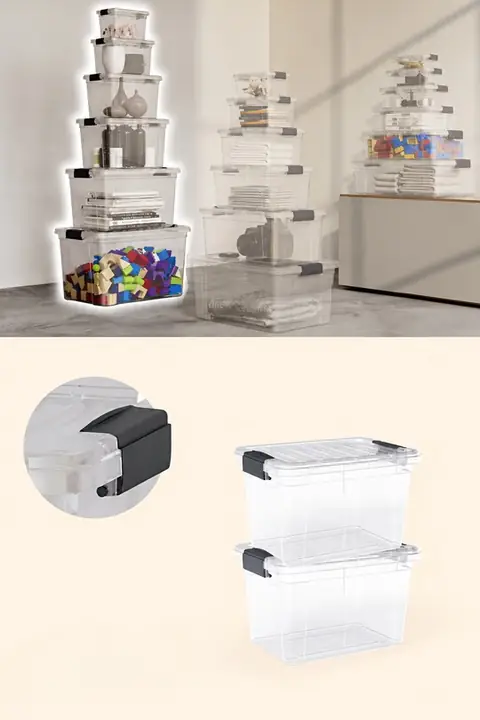 2-Piece Locking-Lid Storage Box Set, 46 L