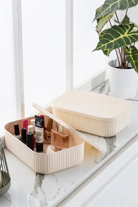 2-Piece Line Lidded Storage Box Set, 3.2 L