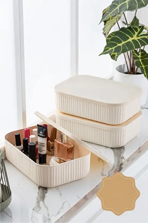 3-Piece Line Lidded Storage Box Set, 3.2 L