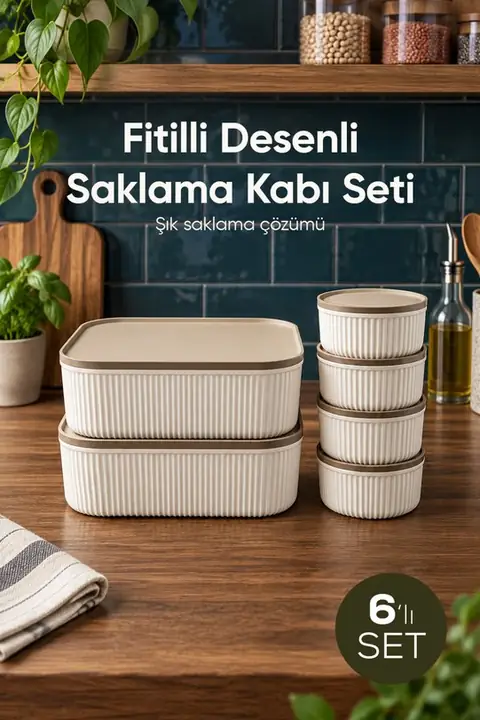 6-Piece Storage Container Set: 2× 2.4 L Square + 4× 325 ml Round