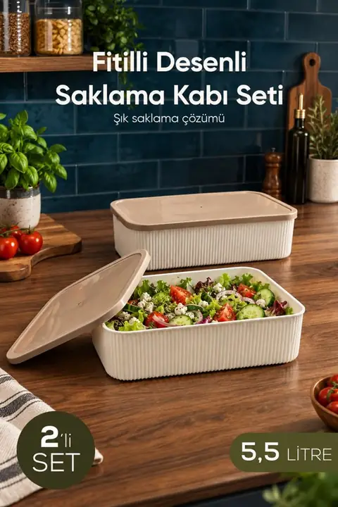 2-Piece Rectangular Storage Container Set, 5.5 L