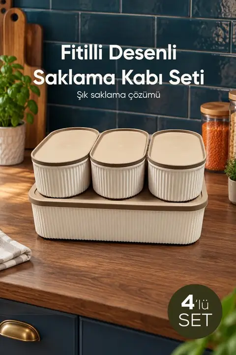 4-Piece Storage Container Set: 3× 1.1 L + 1× 5.5 L