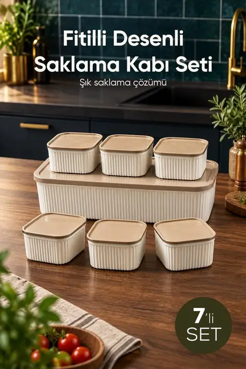 7-Piece Storage Container Set: 6× 325 ml Square + 1× 5.5 L Rectangular