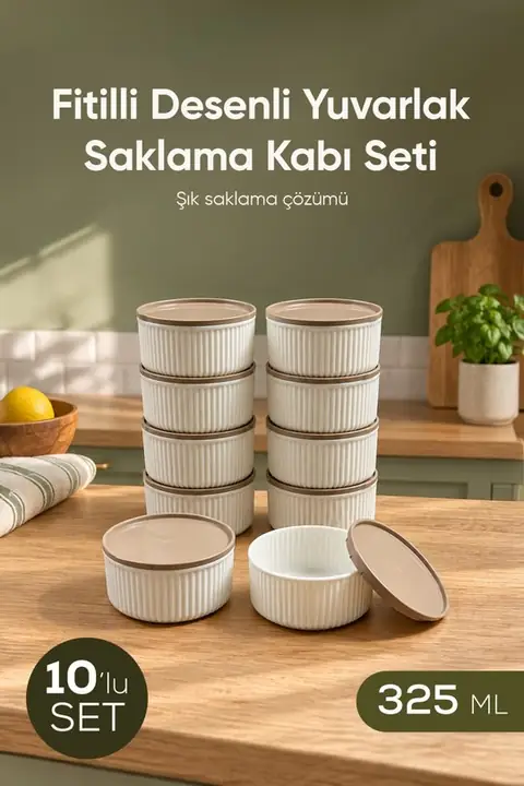 10-Piece Round Storage Container Set, 325 ml