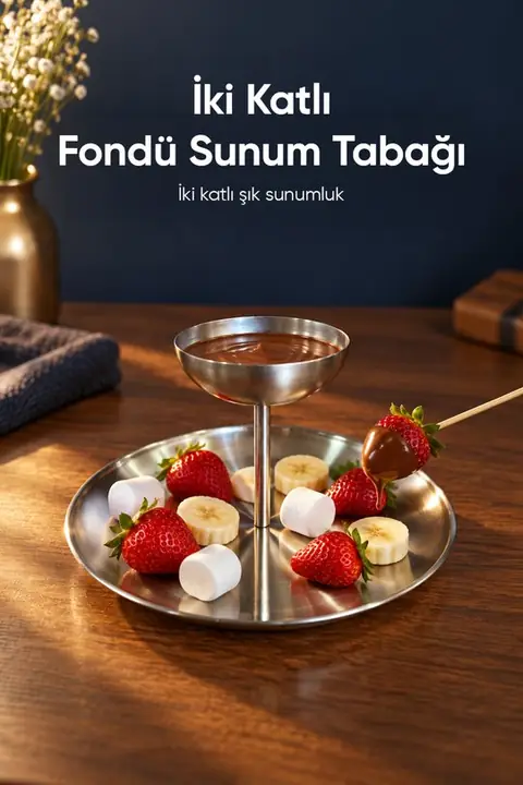 2-Tier Stainless Steel Fondue Serving Stand